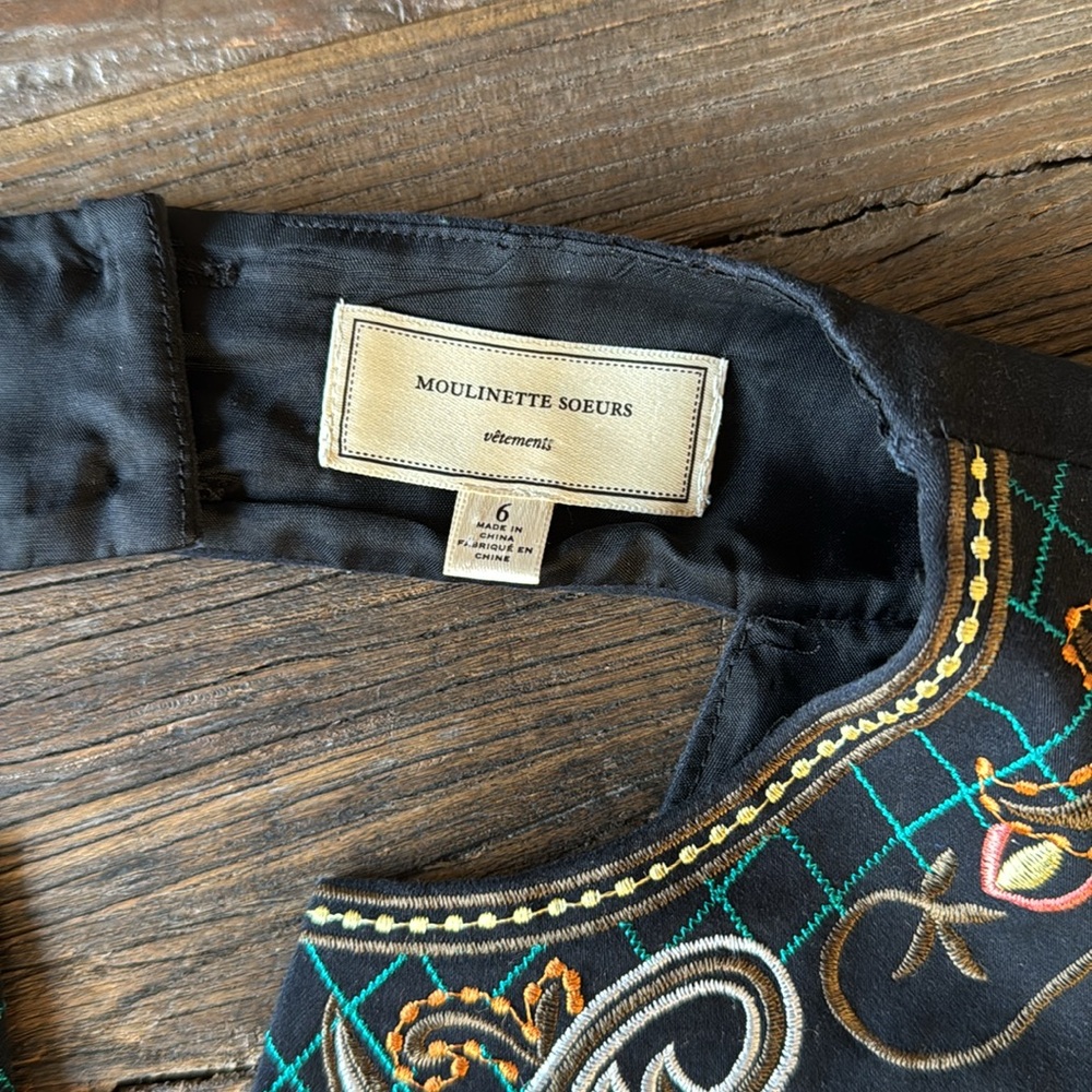 Anthropologie Moulinette Soeurs embroidered fit and flare shift dress EUC size 6 - Picture 11 of 11
